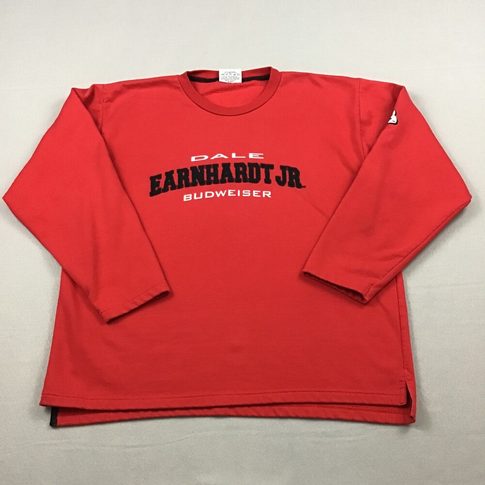 NASCAR Sweatshirt Men XL Red Dale Earnhardt Jr Winners Circle Crewneck Budweiser